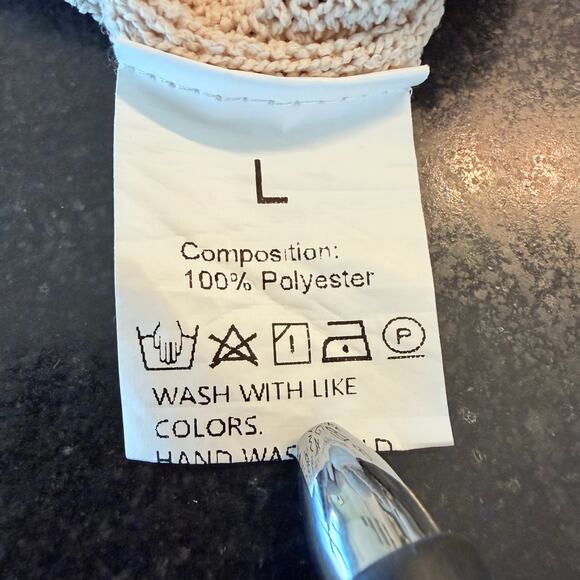 Beach Graphic Slouchy Knit Top Beige Coastal Lounge Large - Picture 4 of 8